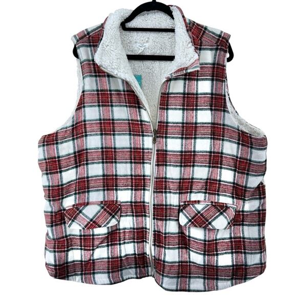NWT Maurices plaid check Sherpa faux fur lined full zip vest women’s size 2x - Picture 2 of 8